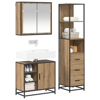 vidaXL Bathroom Furniture Set 3 pcs Artisan Oak Engineered Wood
