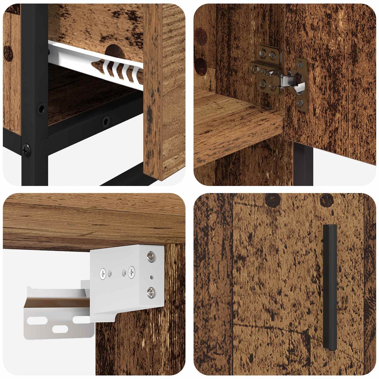 vidaXL Bathroom Furniture Set with Door 3 pcs Old Wood Engineered Wood