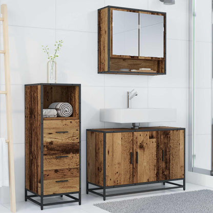vidaXL Bathroom Furniture Set with Door 3 pcs Old Wood Engineered Wood