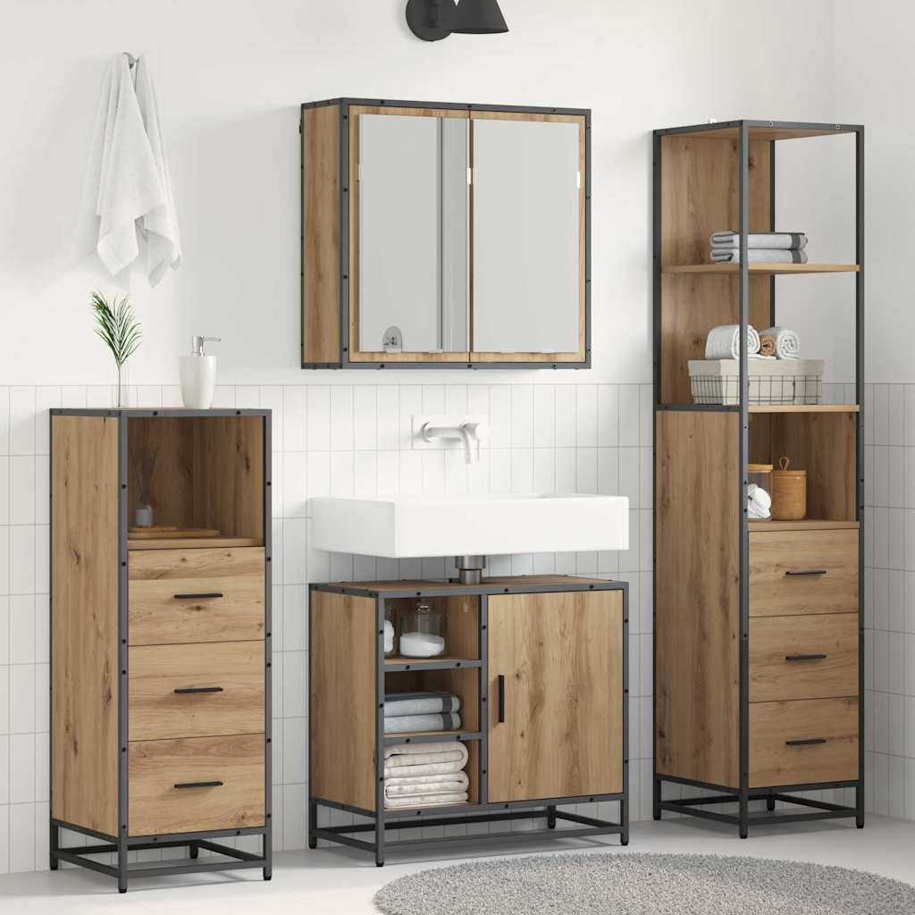 vidaXL Bathroom Furniture Set 4 pcs Artisan Oak Engineered Wood