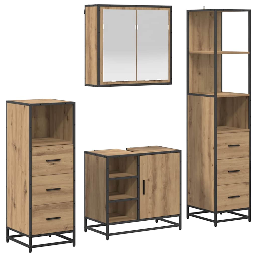 vidaXL Bathroom Furniture Set 4 pcs Artisan Oak Engineered Wood