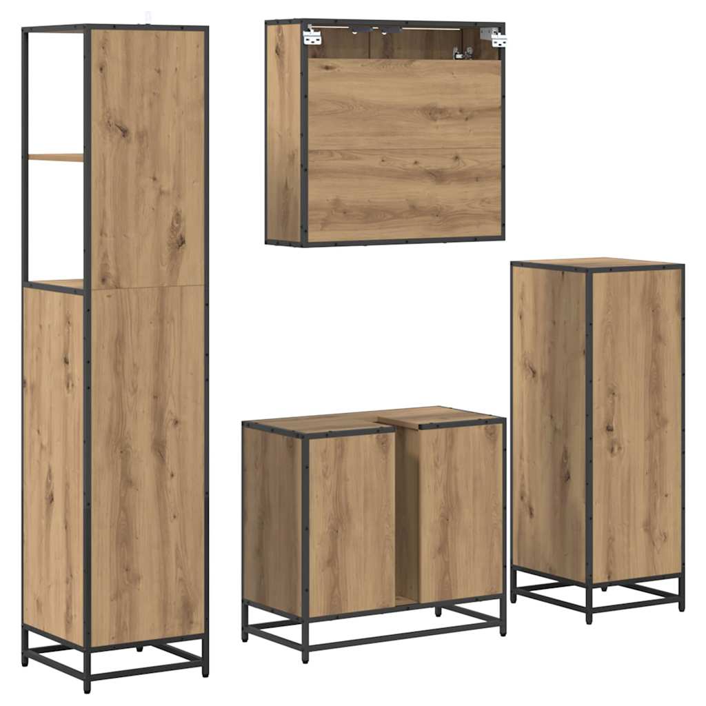 vidaXL Bathroom Furniture Set 4 pcs Artisan Oak Engineered Wood