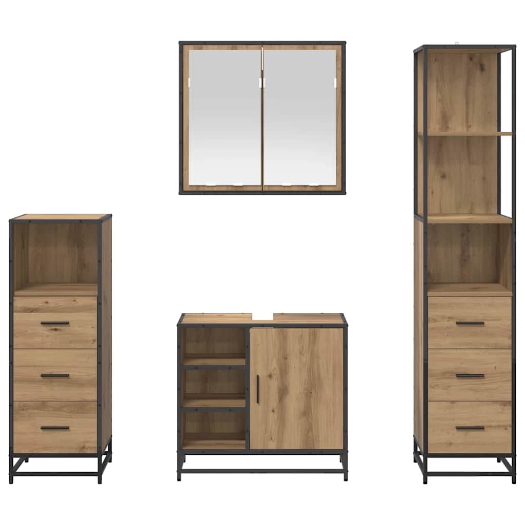 vidaXL Bathroom Furniture Set 4 pcs Artisan Oak Engineered Wood