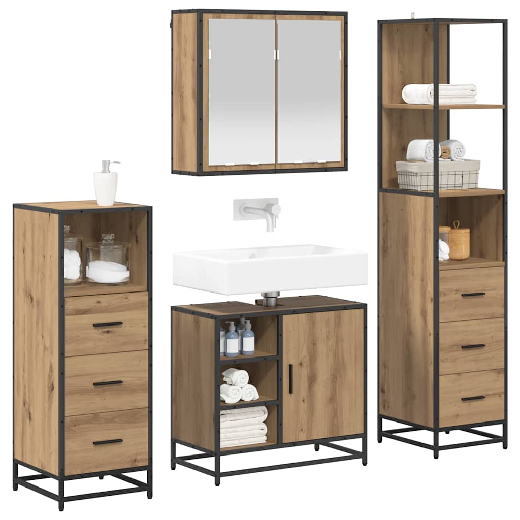 vidaXL Bathroom Furniture Set 4 pcs Artisan Oak Engineered Wood