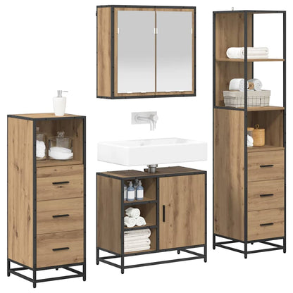 vidaXL Bathroom Furniture Set 4 pcs Artisan Oak Engineered Wood