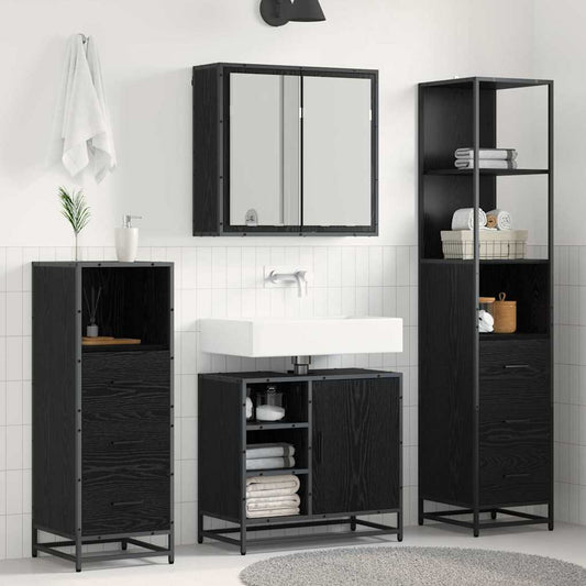 vidaXL Bathroom Furniture Set 4 pcs Black oak 65 x 33 x 60 cm