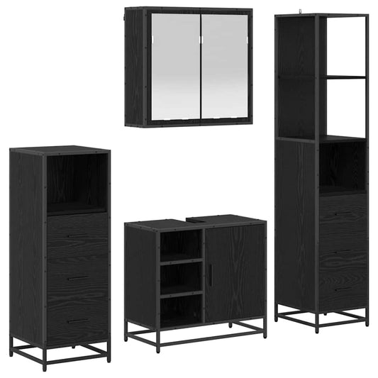 vidaXL Bathroom Furniture Set 4 pcs Black oak 65 x 33 x 60 cm