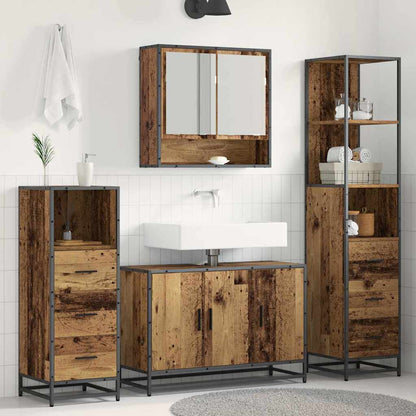 vidaXL Bathroom Furniture Set with Door 3 pcs Old Wood Engineered Wood