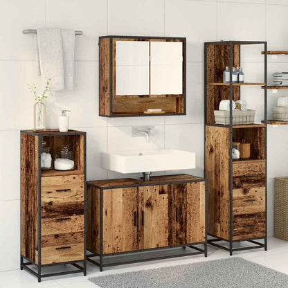 vidaXL Bathroom Furniture Set with Door 3 pcs Old Wood Engineered Wood
