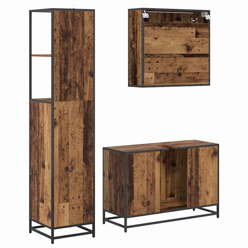 vidaXL Bathroom Furniture Set with Door 3 pcs Old Wood Engineered Wood