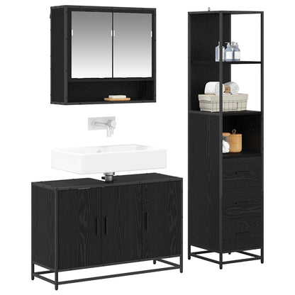 vidaXL Bathroom Furniture Set 3 pcs Black Oak Engineered Wood