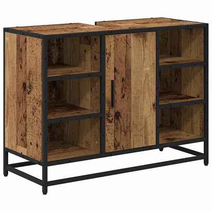 vidaXL Bathroom Furniture Set with Door 3 pcs Old Wood Engineered Wood