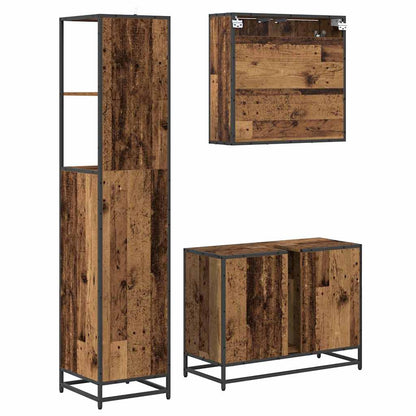 vidaXL Bathroom Furniture Set with Door 3 pcs Old Wood Engineered Wood