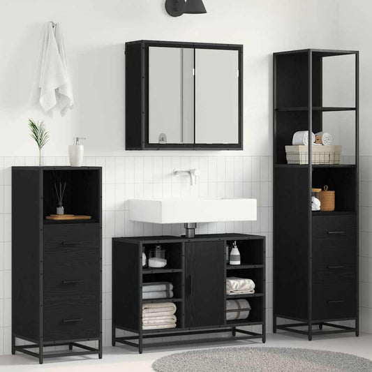 vidaXL Bathroom Furniture Set 3 pcs Black oak 80 x 33 x 60 cm