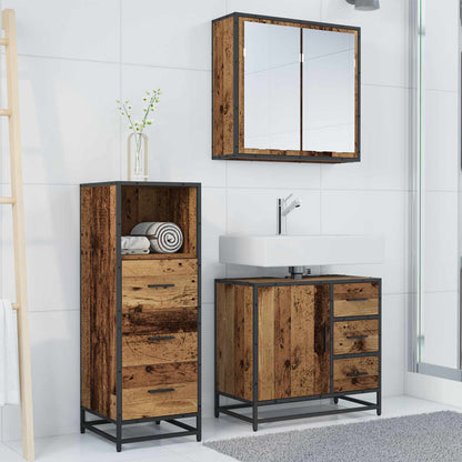 vidaXL Bathroom Furniture Set with Door 3 pcs Old Wood Engineered Wood