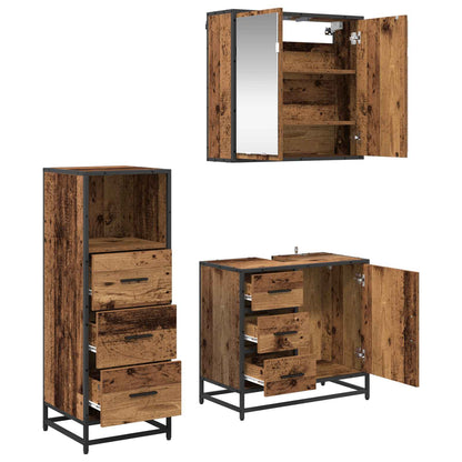 vidaXL Bathroom Furniture Set with Door 3 pcs Old Wood Engineered Wood