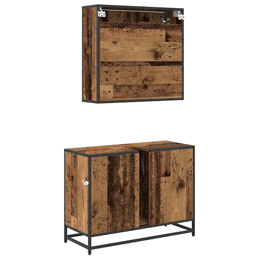 vidaXL Bathroom Furniture Set with Door 2 pcs Old Wood Engineered Wood