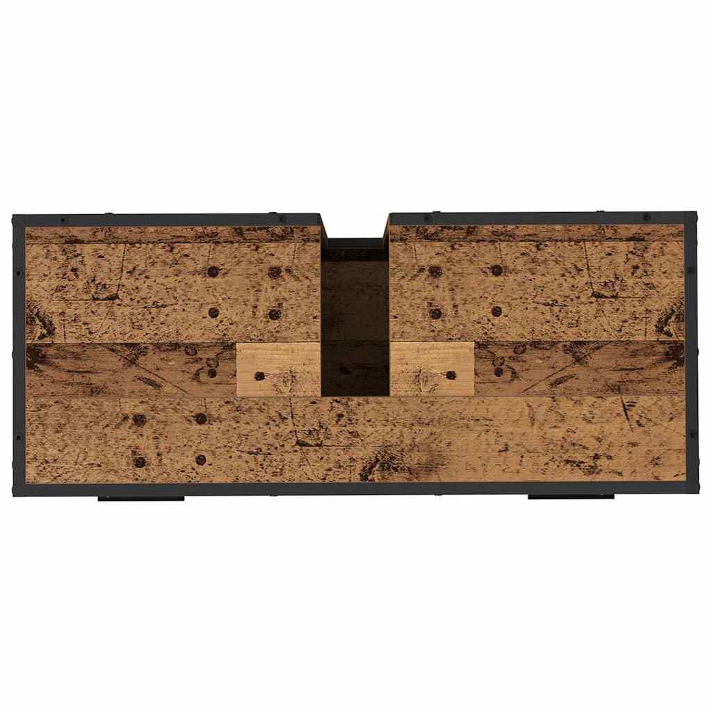 vidaXL Bathroom Furniture Set with Door 2 pcs Old Wood Engineered Wood