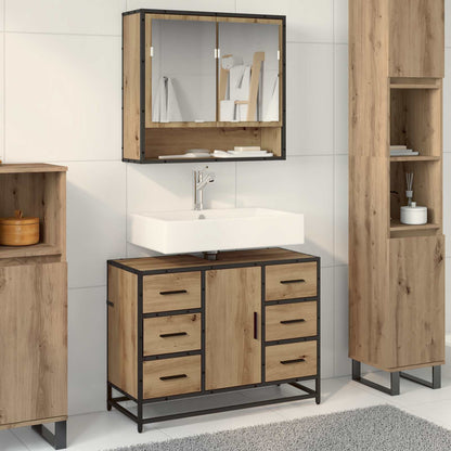 vidaXL Bathroom Furniture Set 2 pcs Artisan Oak Engineered Wood