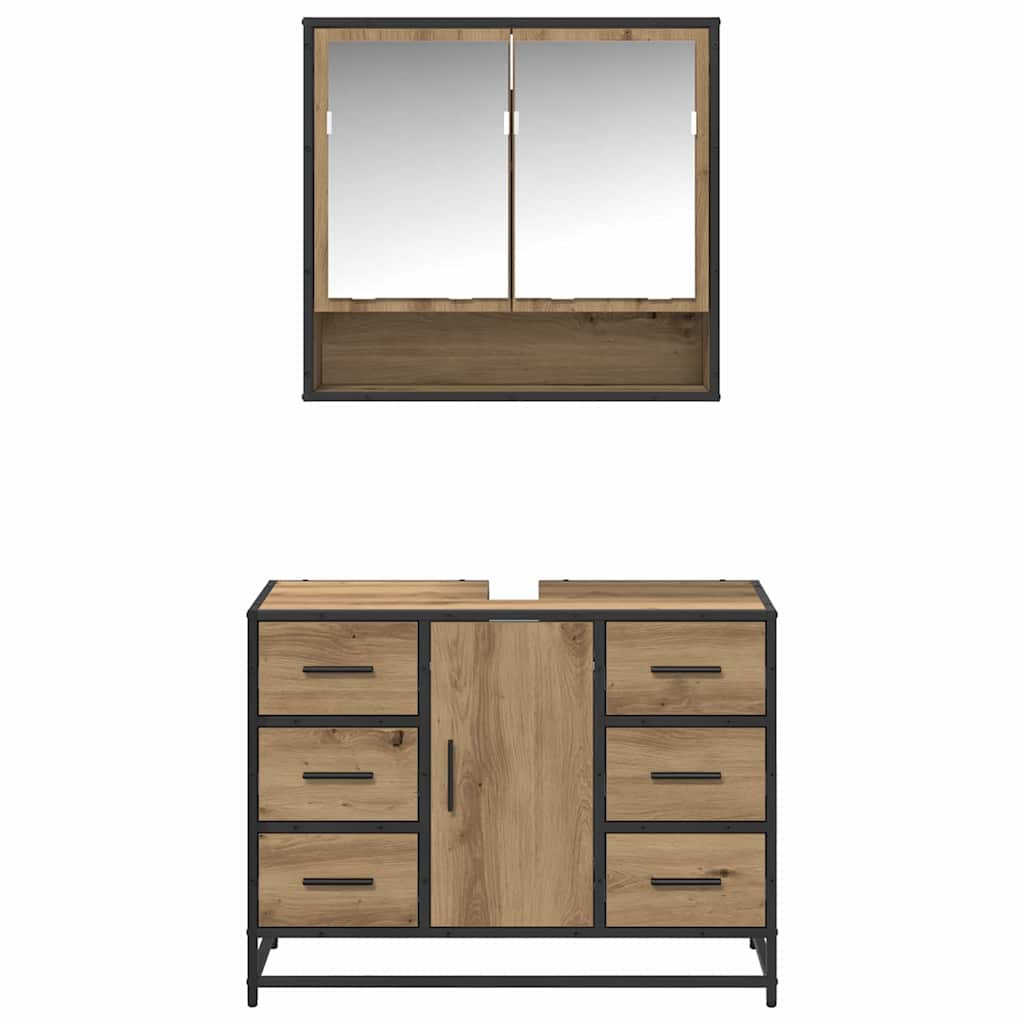 vidaXL Bathroom Furniture Set 2 pcs Artisan Oak Engineered Wood