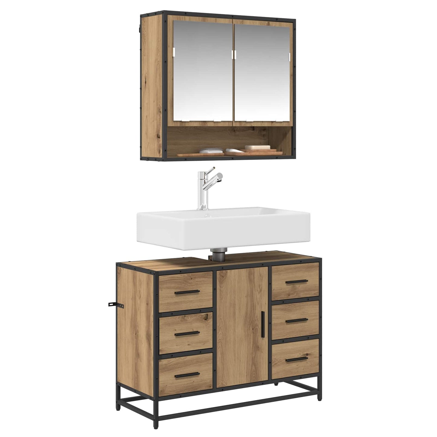 vidaXL Bathroom Furniture Set 2 pcs Artisan Oak Engineered Wood