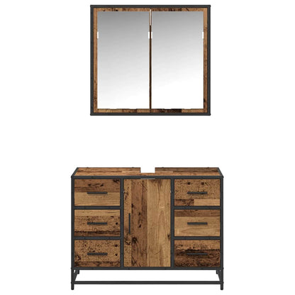 vidaXL Bathroom Furniture Set with Door 2 pcs Old Wood Engineered Wood