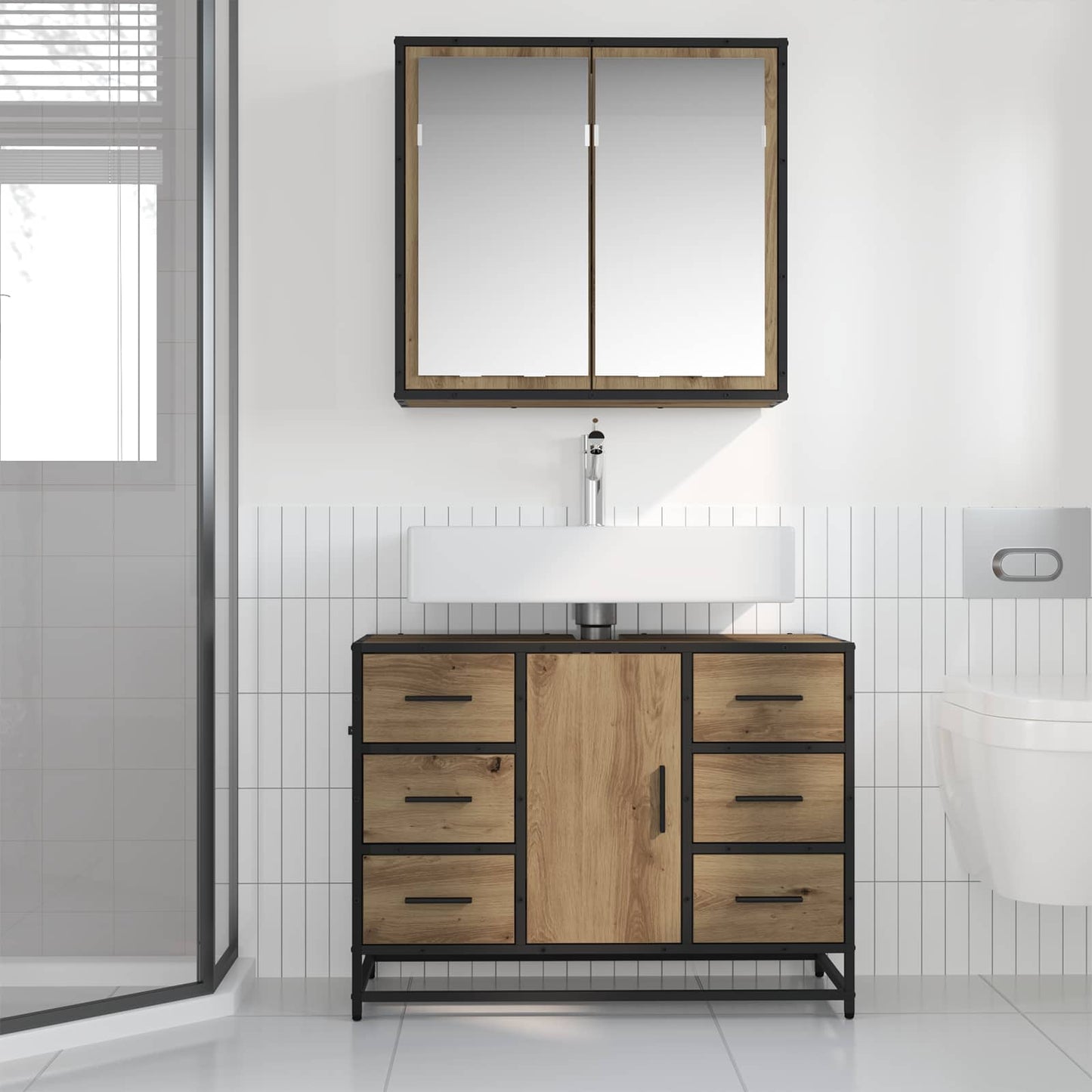 vidaXL Bathroom Furniture Set 2 pcs Artisan Oak Engineered Wood