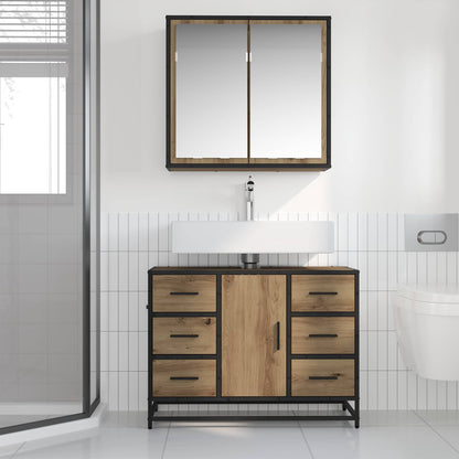 vidaXL Bathroom Furniture Set 2 pcs Artisan Oak Engineered Wood