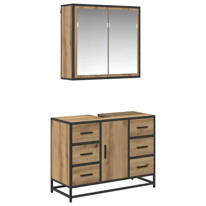 vidaXL Bathroom Furniture Set 2 pcs Artisan Oak Engineered Wood