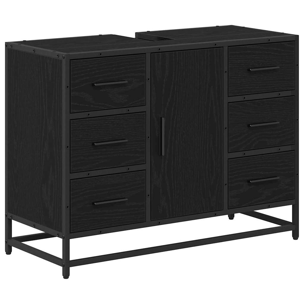 vidaXL Bathroom Furniture Set 2 pcs Black Oak Engineered Wood