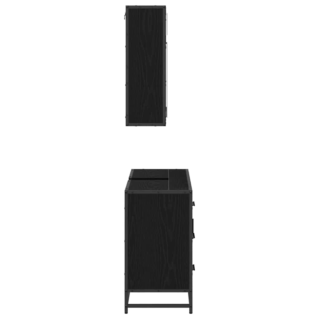 vidaXL Bathroom Furniture Set 2 pcs Black Oak Engineered Wood