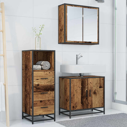 vidaXL Bathroom Furniture Set with Door 3 pcs Old Wood Engineered Wood