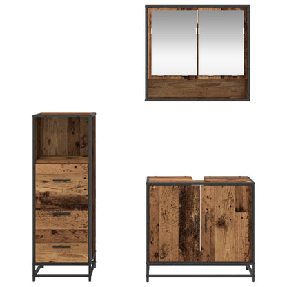 vidaXL Bathroom Furniture Set with Door 3 pcs Old Wood Engineered Wood