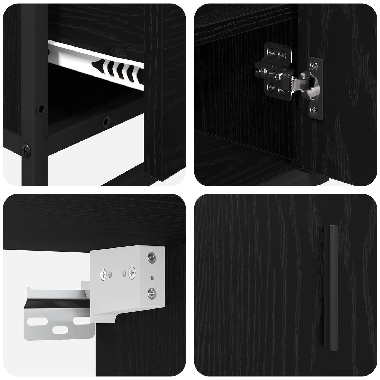 vidaXL Bathroom Furniture Set 3 pcs Black Oak Engineered Wood