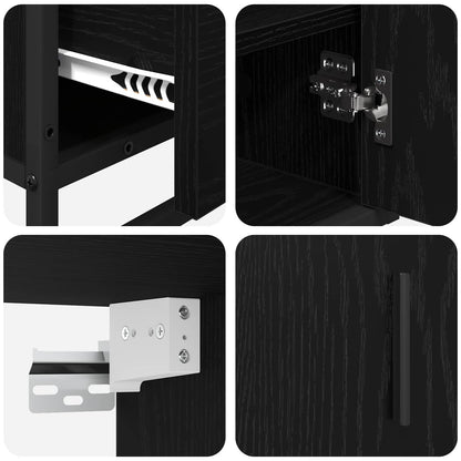 vidaXL Bathroom Furniture Set 3 pcs Black Oak Engineered Wood