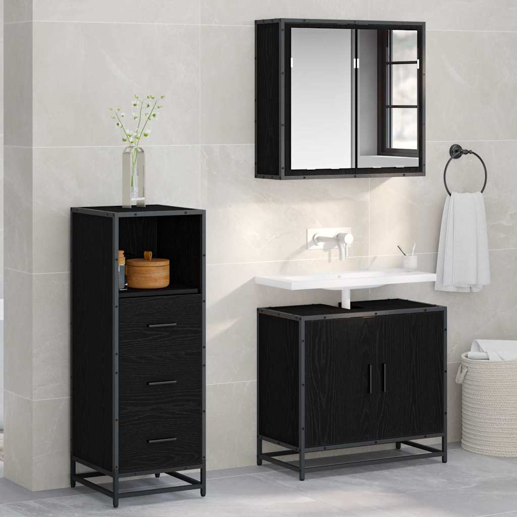 vidaXL Bathroom Furniture Set 3 pcs Black oak 65 x 33 x 60 cm