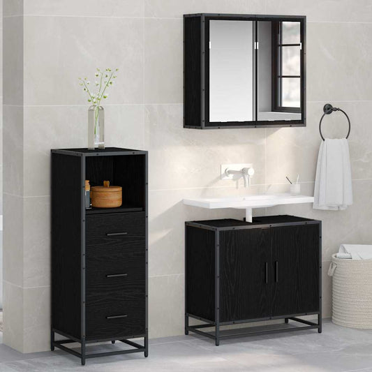 vidaXL Bathroom Furniture Set 3 pcs Black oak 65 x 33 x 60 cm