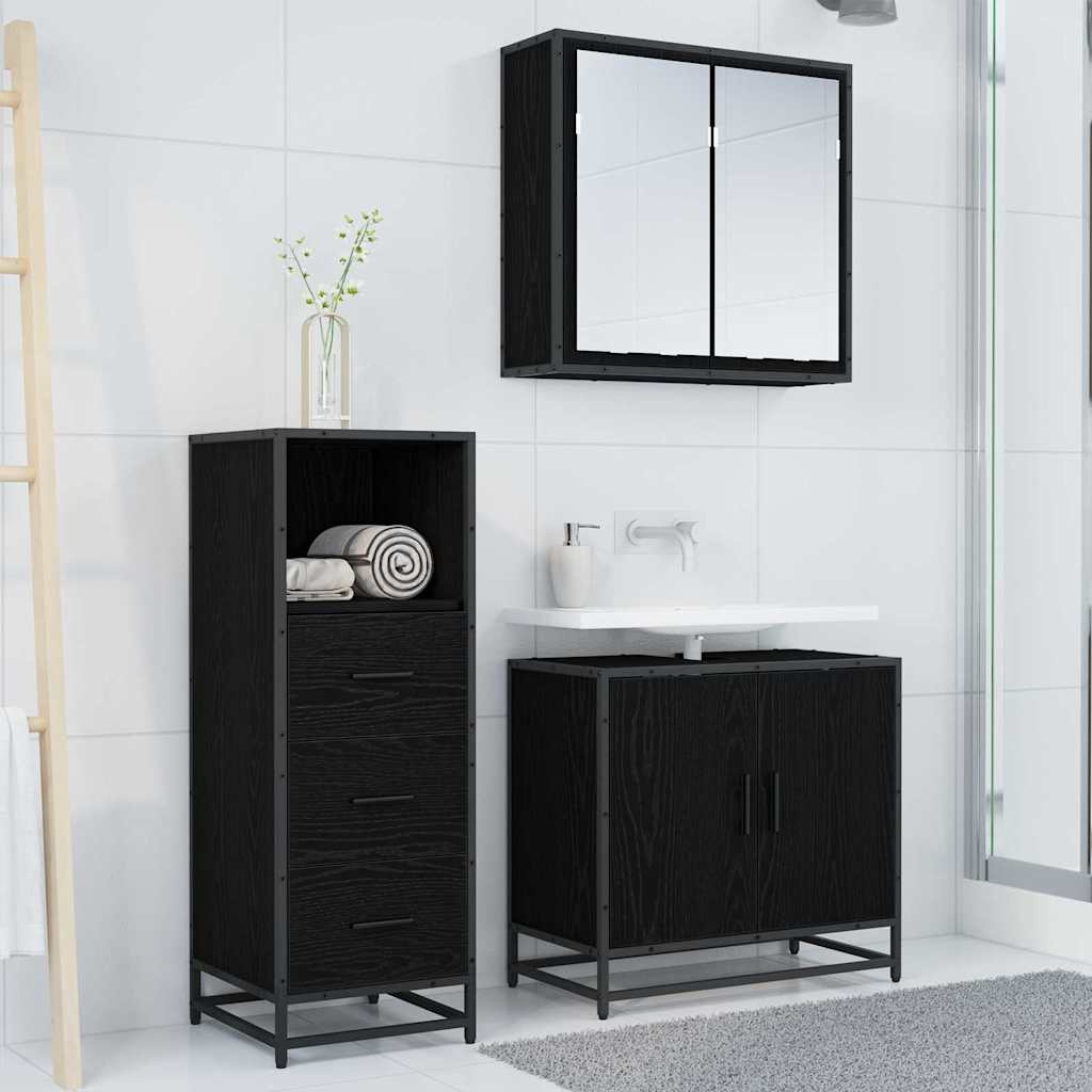 vidaXL Bathroom Furniture Set 3 pcs Black oak 65 x 33 x 60 cm