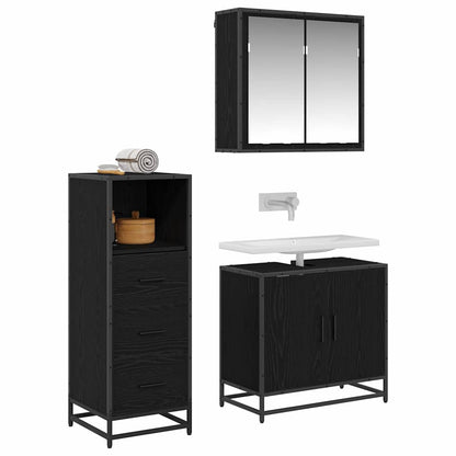 vidaXL Bathroom Furniture Set 3 pcs Black oak 65 x 33 x 60 cm