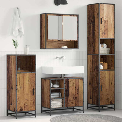 vidaXL Bathroom Furniture Set with Door 3 pcs Old Wood Engineered Wood
