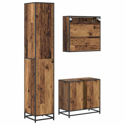 vidaXL Bathroom Furniture Set with Door 3 pcs Old Wood Engineered Wood