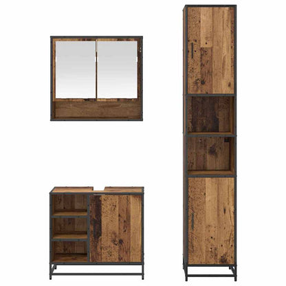 vidaXL Bathroom Furniture Set with Door 3 pcs Old Wood Engineered Wood