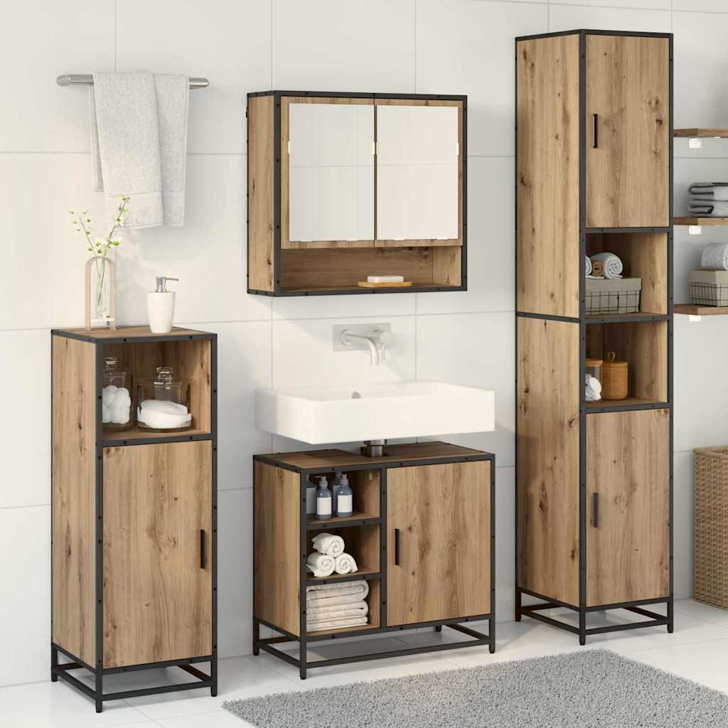 vidaXL Bathroom Furniture Set 3 pcs Artisan Oak Engineered Wood