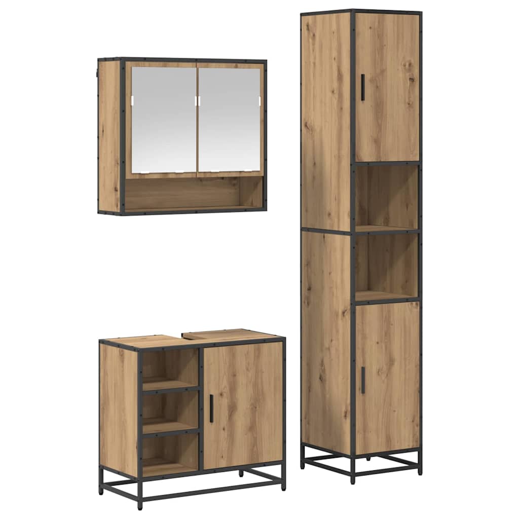 vidaXL Bathroom Furniture Set 3 pcs Artisan Oak Engineered Wood