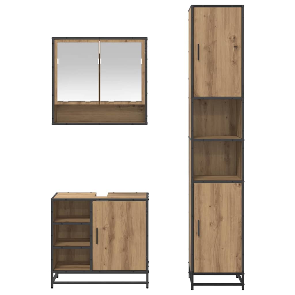 vidaXL Bathroom Furniture Set 3 pcs Artisan Oak Engineered Wood