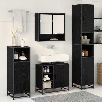 vidaXL Bathroom Furniture Set 3 pcs Black Oak Engineered Wood
