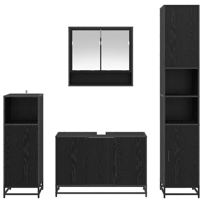 vidaXL Bathroom Furniture Set 4 pcs Black Oak Engineered Wood