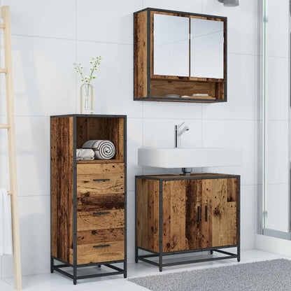 vidaXL Bathroom Furniture Set with Door 3 pcs Old Wood Engineered Wood