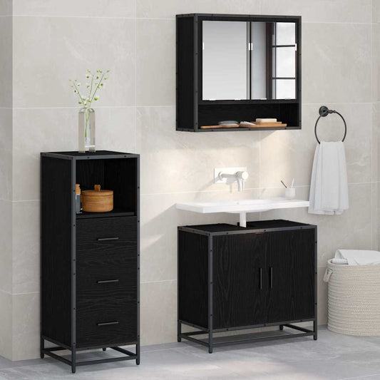 vidaXL Bathroom Furniture Set 3 pcs Black oak 65 x 33 x 60 cm