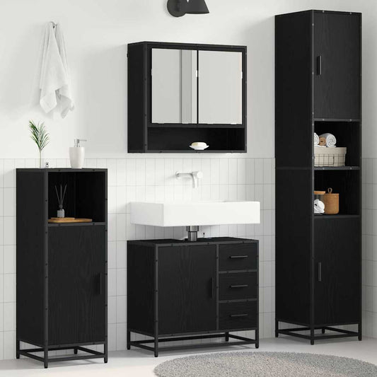 vidaXL Bathroom Furniture Set 4 pcs Black oak 35 x 37.5 x 188.5 cm